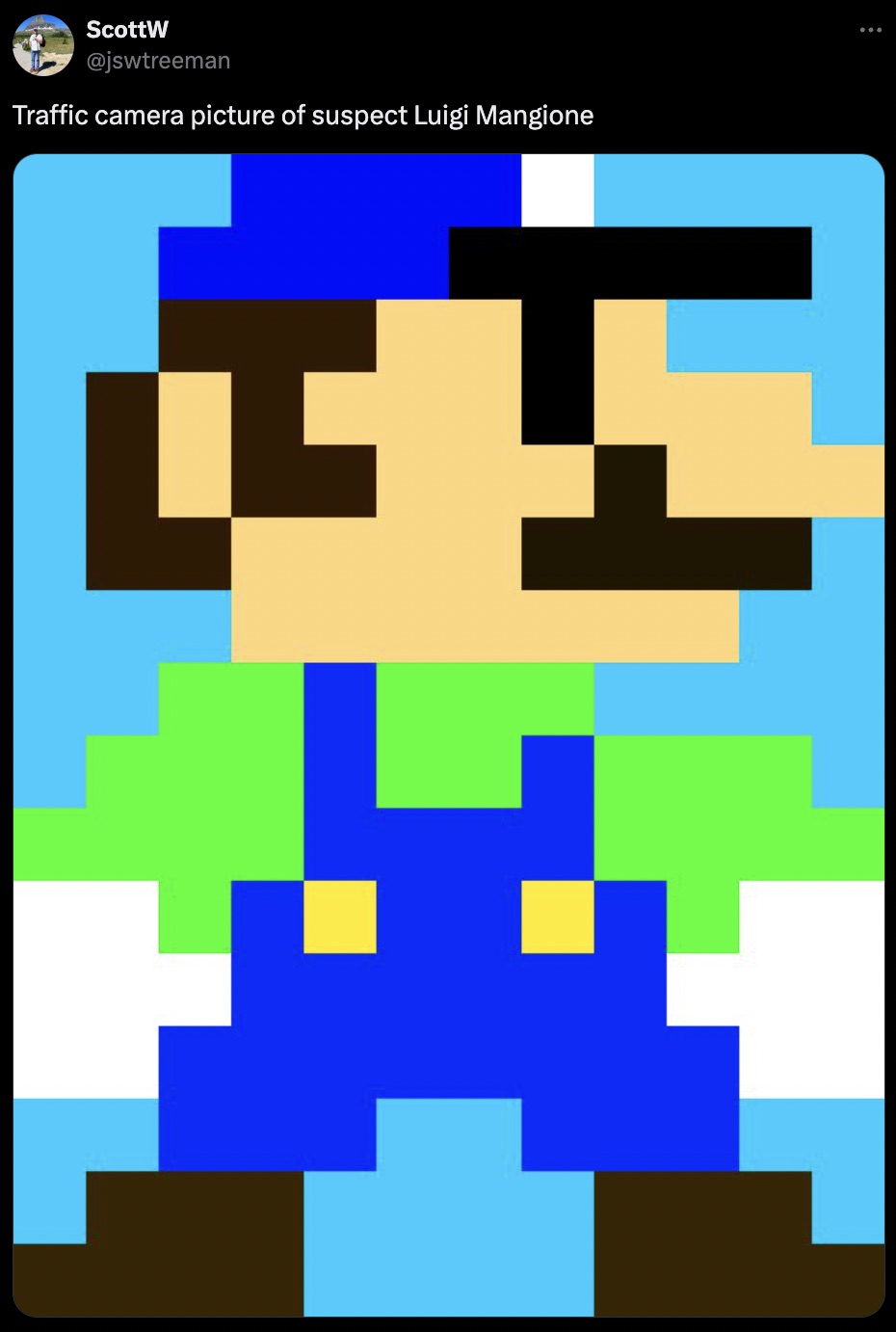 pixel art luigi - ScottW Traffic camera picture of suspect Luigi Mangione